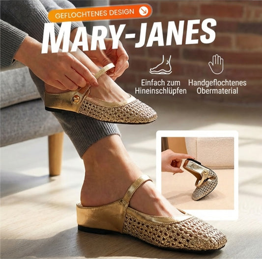 👡☁️ Leichte Damen-Mules aus gewebtem Material mit eckiger Spitze & Mary-Jane-Verschluss ✨👗 – Bequem für den Alltag, 50 % Rabatt!
