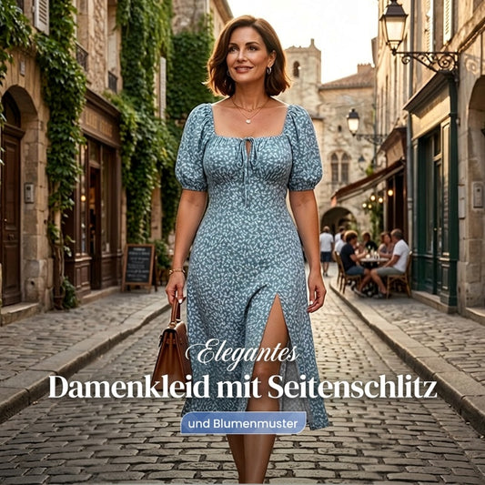 👗🌼 Sommerliches Kurzärmliges Kleid mit Blumenmuster & Schlitz – 50% RABATT! Leicht, feminin & perfekt für warme Tage 🌞