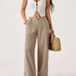 🔥 HALBPREIS DEAL ☀️ Lässige Damen Loungehose aus Baumwoll-Leinen-Mix 👖 Fließend, gerades Bein & hoher Bund – perfekt für Sommer & Alltag 🌸