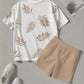 🔥Solange der Vorrat reicht 50 % Rabatt!🎉Herren Lässiges Kunstdenim-Print T-Shirt & Shorts Set
