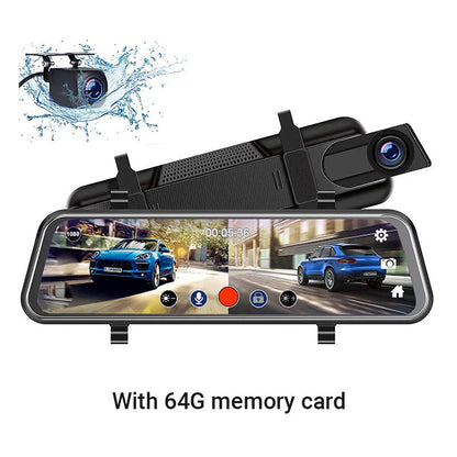 10-Zoll-Rückfahrkamera & Dashcam mit vollem Touchscreen – 1296P HD-Nachtsicht, Dual-Objektiv – ideal für sicheres Fahren & Parken🚗📹