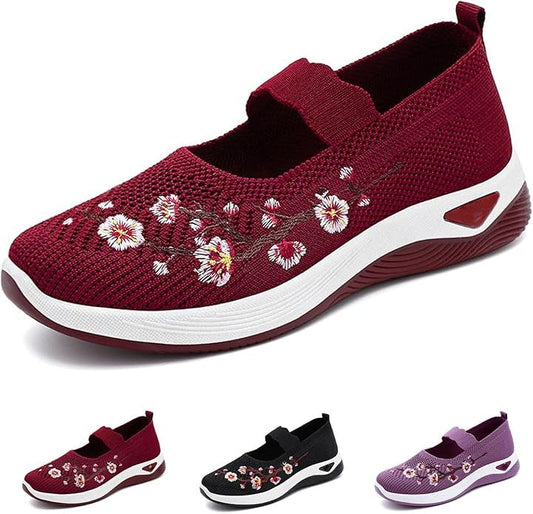 🥿 58% RABATT! 🔥 Freizeitliche Loafers mit Blumenstickerei aus Strickstoff – Bequem, elastisch & perfekt für Alltag, Büro oder Spaziergänge im Sommer 🌸