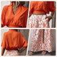 👗 50% Rabatt ✨ Damen-Zweiteiler — V-Ausschnitt Top + weite Hose mit Print 🌸
