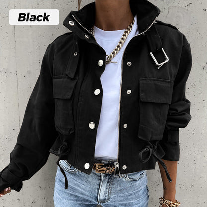 🧥 50% RABATT AUF DIE BIKERJACKE! ✨ Stehkragen, verstellbarer Saum & praktische Taschen für jeden Look 🖤