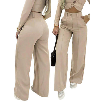 ✨ LIMITED-TIME 50% RABATT! | Damen Hohe Taille Weites Bein Hose – Fließender Schnitt, Knitterfrei, Elegante Freizeit- & Business-Hose