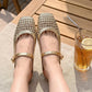 👡☁️ Leichte Damen-Mules aus gewebtem Material mit eckiger Spitze & Mary-Jane-Verschluss ✨👗 – Bequem für den Alltag, 50 % Rabatt!