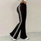(🔥Versandkostenfrei ab 2 Stück)High Waist Schlaghose mit Seitenstreifen – Figurformende Retro-Hose