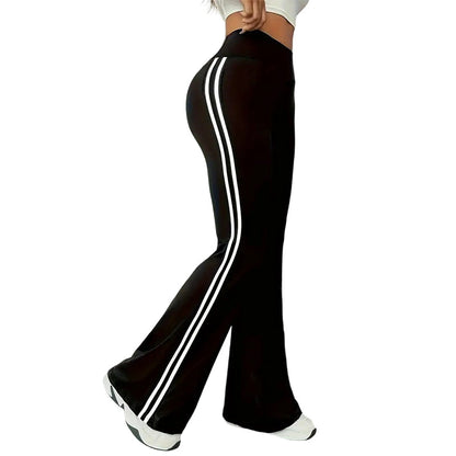 (🔥Versandkostenfrei ab 2 Stück)High Waist Schlaghose mit Seitenstreifen – Figurformende Retro-Hose