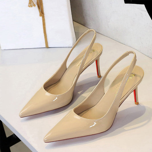 👠Lackleder-Stilettos mit spitzer Zehenpartie und Fersenriemen für Damen💃Ich bin die Königin – ich strahle vor Selbstbewusstsein💎-33% Rabatt