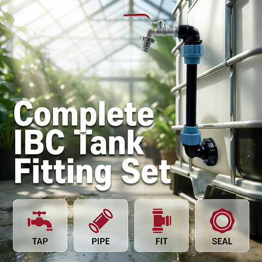 🚰Adapter-Set für IBC-Tanks – Erhöhung, Zapfhahn aus Zinklegierung (3/4“), PE-Schlauch & Winkelstücke – ideal für Garten & Haushalt💧🏡
