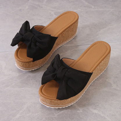 🐆👡 Damen-Plateausandalen mit Leopardenmuster und Schleife