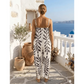 Leichte Freizeit-Jumpsuit für Damen – elegant mit V-Ausschnitt, tropischem Blattmuster & praktischen Taschen – luftig & bequem