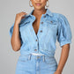 🧥 Jetzt 49 % reduziert! ✨ Kurze Jeansjacke mit Puffärmeln für Damen