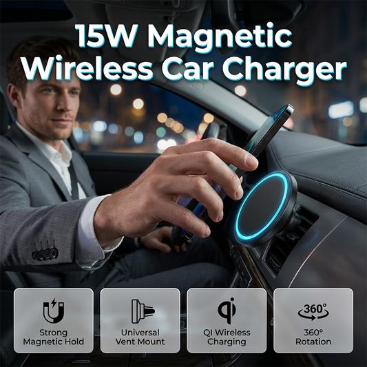 ✨🔥15-W-Magnet-Wireless-Autoladegerät mit Umgebungsbeleuchtung