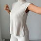👗 JETZT 36 % RABATT! 🌸 Elegantes 2-teiliges Set aus Oberteil mit Stehkragen und Hose mit weitem Bein – gerippte Struktur, fließende Silhouette und vielseitiger Stil ✨