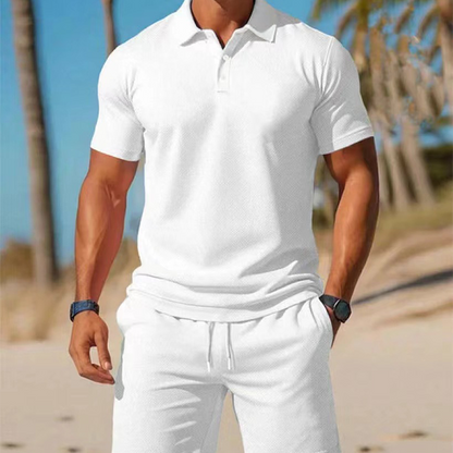 Herren Sommer 2-teiliges Set mit Kragenshirt und Shorts