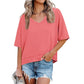 👕✨ 50% RABATT! Damen Oberteil mit halben Ärmeln, V-Ausschnitt und Patchwork-Saum – Leicht, lässig & perfekt für den Sommer 🌸