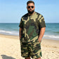 👕 50% RABATT! 🌿 Herren Camouflage-Print T-Shirt & Shorts Set – Baumwollmischgewebe, bequeme Passform & perfekt für Outdoor, Sport oder lässige Sommertage 🩳