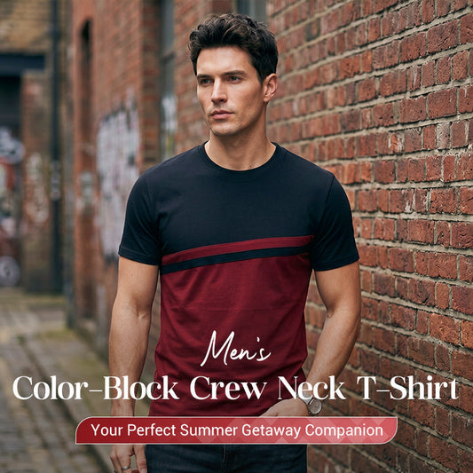 👕 50% RABATT! 🎨 Herren-Crewneck-T-Shirt mit Farbblöcken – Weiche Baumwolle & markanter Kontrast – Vielseitig für Alltag, Freizeit oder einen lässigen Look – bequem & stylisch 🌿✨