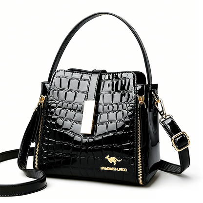 👜 BEGRENZTE ZEIT 52% RABATT! ✨ Glänzende Krokodilmuster Damenhandtasche – Strukturiert, Goldene Beschläge, Geräumig & Schick 💼