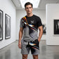 🔥 HALBER PREIS! 50% RABATT auf das Herren-Set aus T-Shirt und Shorts mit abstraktem Print! 🛍️