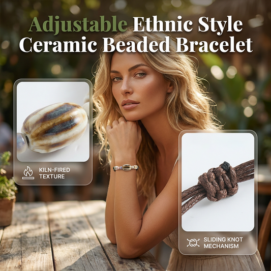 🔮 –50% RABATT | Verstellbares Keramik-Perlenarmband im Ethno-Stil 📿✨