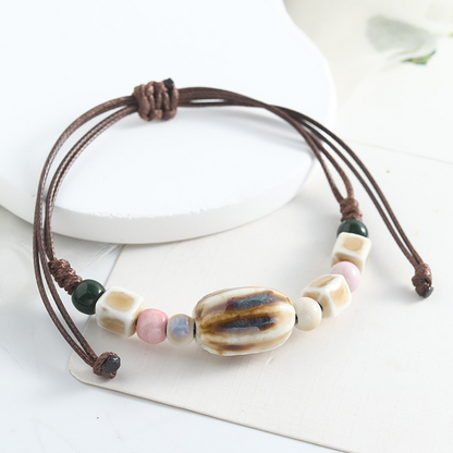 🔮 –50% RABATT | Verstellbares Keramik-Perlenarmband im Ethno-Stil 📿✨