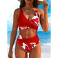 Blumen-Bikini-Set mit hoher Taille – Wickel-Oberteil & formschlüssige Hose für Strand & Pool