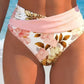 Blumen-Bikini-Set mit hoher Taille – Wickel-Oberteil & formschlüssige Hose für Strand & Pool