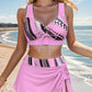 ⏰ 50 % RABATT – Nur für kurze Zeit ✨🌊 3-teiliger Bedruckter Badeanzug für Damen – V-Ausschnitt, Kordelzug & überkreuzter Rücken, modisch & bequem 🌺