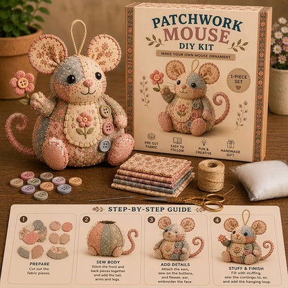🔥🧵 50% RABATT! Handgefertigtes Nähset – Vintage-Plüschmaus zum Selbermachen – inkl. Material & Anleitung. 🎁🐭