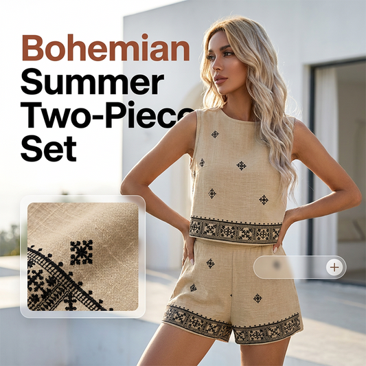 👚🌸 Women's Bohemian Print Sleeveless Top & Shorts Set – 50% RABATT! Boho-Print, ärmellos, perfekt für Sommer & Urlaub. 🔥☀️