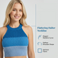 🌊 NUR FÜR BEGRENZTE ZEIT: 50 % RABATT! 💥 Schickes Strickrock-Set mit Farbverlauf – Neckholder-Crop-Top, figurbetonte Passform, gerippter Strick ✨
