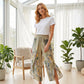 ⏳Nur für kurze Zeit: 50 % Rabatt⏰Damenhose mit Blumenmuster, hoher Taille und weitem Bein💐👖