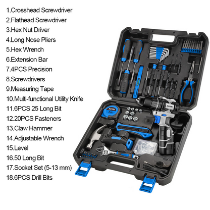 🔧⚡ Akku-Bohrerset – 18V Lithium-Ionen, 1150 U/min, 300 W – komplett, kabellos, leistungsstark. 50% RABATT! 💪🔩