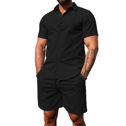 👕🩳 Men's Casual Short Sleeve Shirt & Shorts Set – 50% RABATT! Perfekt aufeinander abgestimmt – bequem, luftig, sommerlich. 🔥☀️