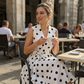👗 50% RABATT! 🌸 Damen-Kleid mit Polka-Dot-Muster, V-Ausschnitt & ärmellos – Luftig, elegant & vielseitig – Perfekt für Alltag, Büro oder besondere Anlässe – zeitloser Look mit Frische ✨
