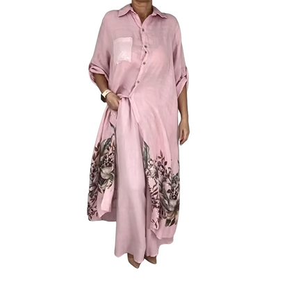 👗🌸 Artistic Floral Print Button-Down Set – 50% RABATT! Künstlerischer Blumenprint, Knopfleiste, perfekt aufeinander abgestimmt – für einen einzigartigen Look. 🔥✨