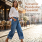 ⏰ 50 % RABATT – Nur für kurze Zeit ✨👖 Figurschmeichelnde Cropped Denim-Jeans mit hoher Taille & weiter Beinweite – 3-facher Knopfverschluss, umgeschlagene Säume & atmungsaktive Qualität