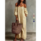 👗Damen Schulterfreies Maxi-Kleid mit Laternenärmeln