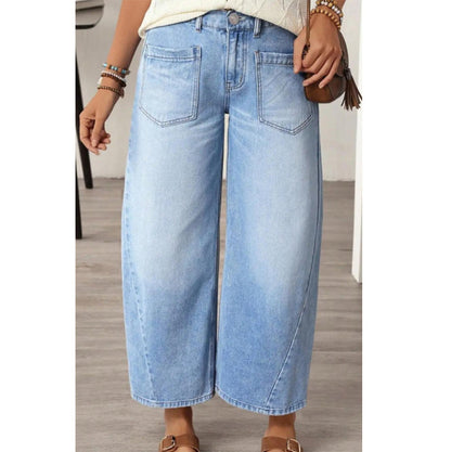 👖 50% RABATT! Damen Weitbein-Jeans – mit großen Patch-Taschen, bequemer Schnitt, vielseitig kombinierbar – für Alltag & Freizeit. 💨🌸