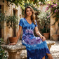 👗【 Nur für kurze Zeit: 50 % sparen! 】💜 Damen Legertes V-Ausschnitt Maxikleid